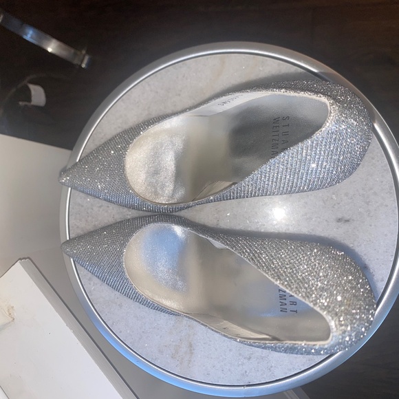 NEW Stuart Weitzman Silver Noir Nouveau Style Heel Size 8 - Picture 6 of 15